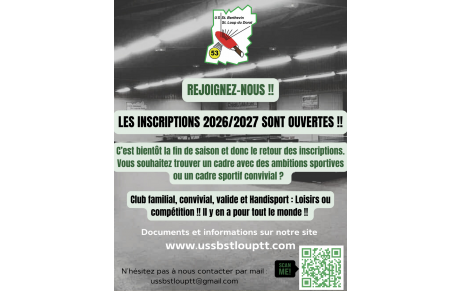 Inscriptions saison 2026-2027